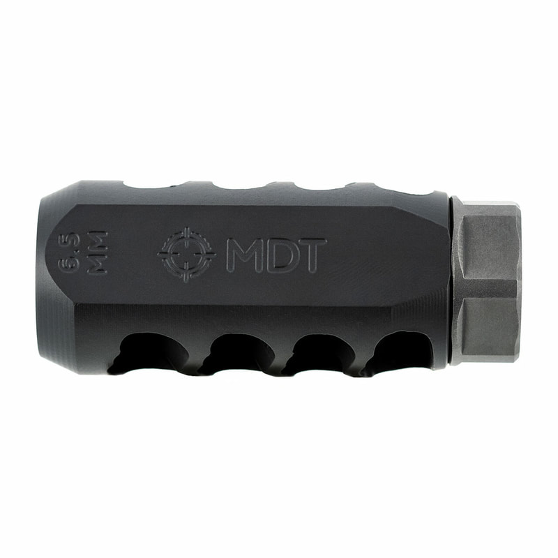 The MDT [COMP BRAKE] was designed from the ground up by our sponsored shooter teams requirements, high tech mach flow gas simulations and countless hours of testing. This muzzle brake is the most effective brake currently available that also provides the least concussion to the shooter and spotter, by redirecting gas flow, allowing you to watch bullet flight and monitor hits and misses on target.