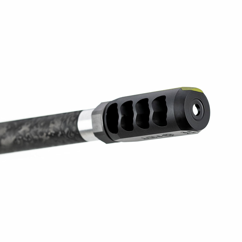 The MDT [COMP BRAKE] was designed from the ground up by our sponsored shooter teams requirements, high tech mach flow gas simulations and countless hours of testing. This muzzle brake is the most effective brake currently available that also provides the least concussion to the shooter and spotter, by redirecting gas flow, allowing you to watch bullet flight and monitor hits and misses on target. FEATURES 4 ports, strategically cut at varying angles to maximize recoil reduction as well as minimizing shooter concussion Forward facing 