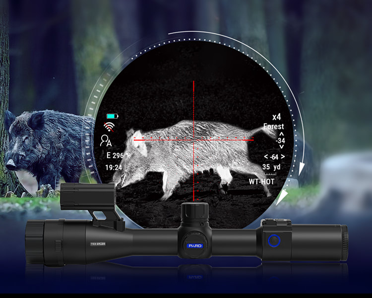 The TS36 Thermal Riflescope with Laser Rangefinder from PARD allows you to see your target in the dark as well as during the day and offers a suite of functions designed to get you on target quickly. The TS36 looks like a traditional optical riflescope but uses a 640 x 480 LWIR thermal sensor and PARD's Infrared Enhancement Algorithm technology to reveal targets obscured by the dark or bad weather. Its ≤25mK noise equivalent temperature difference at 32°F produces a clean, low-noise image.    12µm 640x480 Sensor 3.94